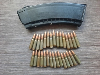 Магазин пластиковый АК-74 (Ижевск) + макеты патронов (30 шт), 5,45х39 (учебный комплект) оригинал, СССР