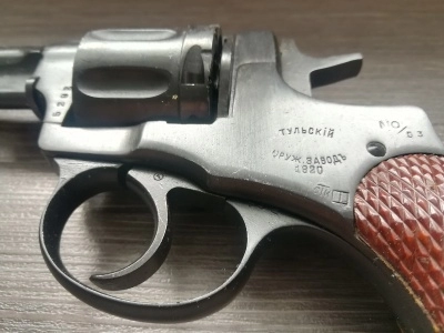 Охолощенный СХП револьвер Наган СО-95/9 (ТОЗ, 9 ИМ) 1920 год, клеймо Тульский оружейный завод