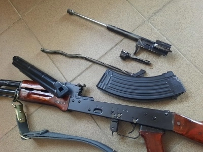 Охолощенный автомат Калашникова АКМ (ВПО-925, 7,62х39) + ремень, б/у, хорошее состояние
