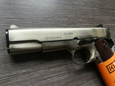 Охолощенный пистолет CLT 1911 СО (матовый хром) (Курс-С, Кольт 1911) 10x24