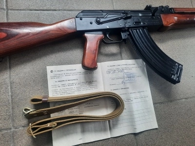 Охолощенный автомат Калашникова АКМ (ВПО-925) + ремень, 7,62x39, 1 категория, Б/У