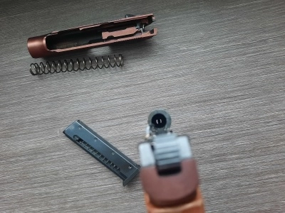 Охолощенный пистолет Макарова СО (ПМК, РМК), Курс-С. (пластмассовая рукоять, фигурная скоба)