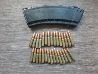 Магазин пластиковый АК-74 (Ижевск) + макеты патронов (30 шт), 5,45х39 (учебный комплект) оригинал, СССР
