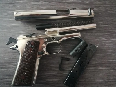 Охолощенный пистолет CLT 1911 СО (хром) (Курс-С, Кольт 1911) 10x24